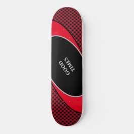 Skate Padrão xadrez preto e vermelho & linhas onduladas