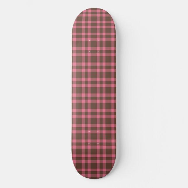 Skate Padrão Xadrez Rosa Marrom (Frente)