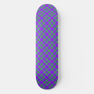 Skate Padrão Xadrez Verde Roxo