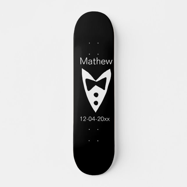 Skate padrinho de casamento adiciona nome ano arco preto (Frente)