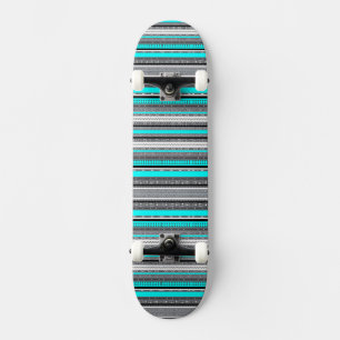 Skate Padrões aztecas aqua cinza fofos