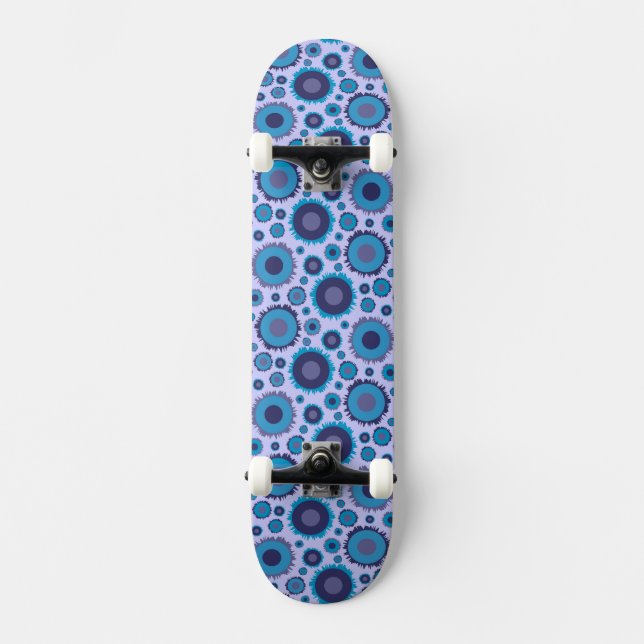 Skate Padrões de sóis de cores azuis múltiplas fofos (Frente)