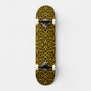 Skate Padrões florais contínuos pretos e dourados fofos