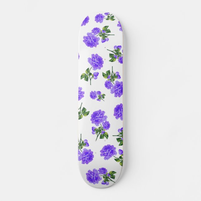 Skate Padrões florais: flores roxas em branco (Frente)