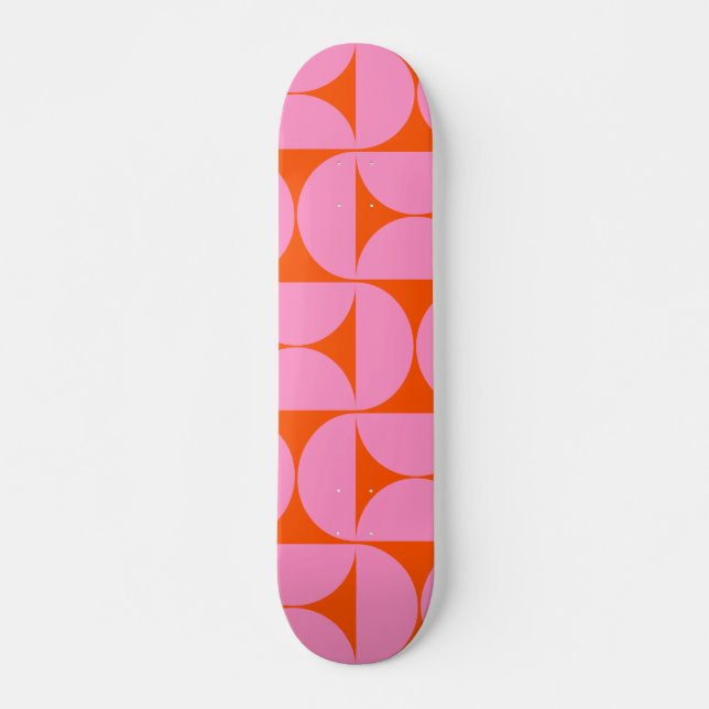 Skate Padrões Modernos De meio século Rosa E Laranja (Frente)