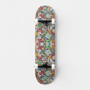 Skate Padrões redondos de paisley branco colorido vintag