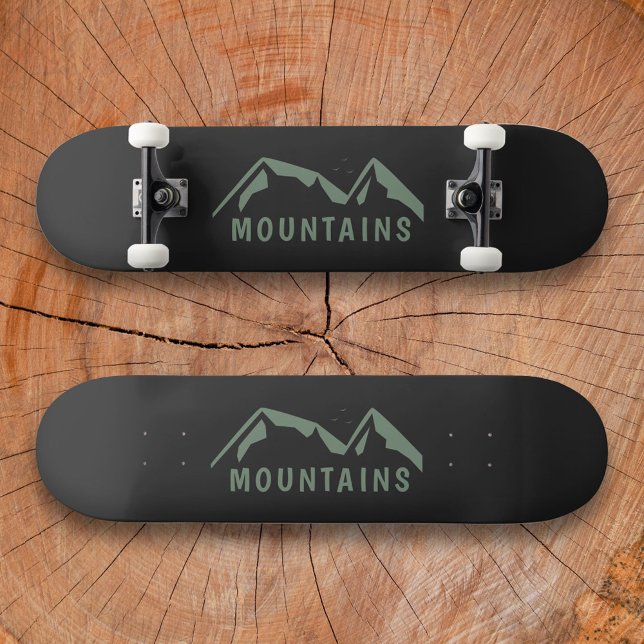 Skate Painéis negros das montanhas verdes (Green Mountains Black Skateboard)