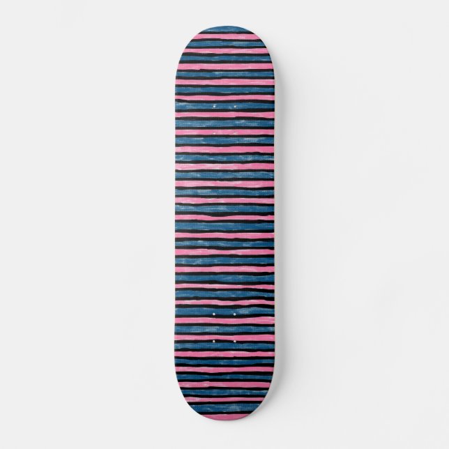 Skate Painéis, Stripes Pintadas, Azul e Rosa (Frente)
