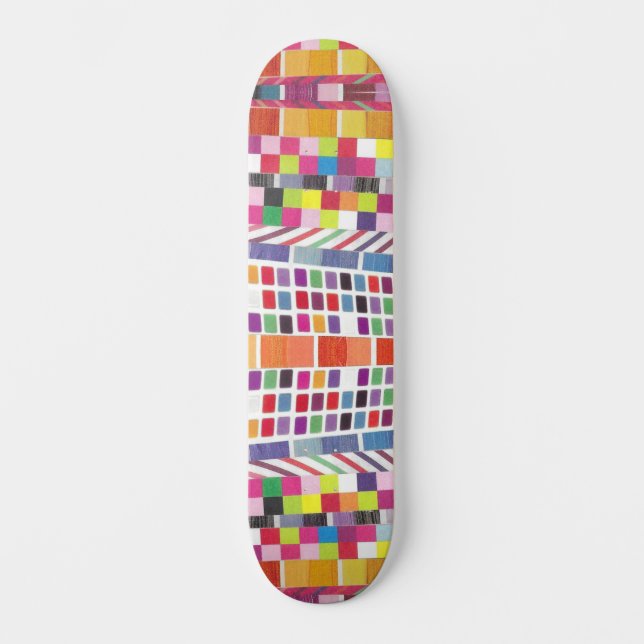 Skate Painéis vermelhos e pixels coloridos (Frente)