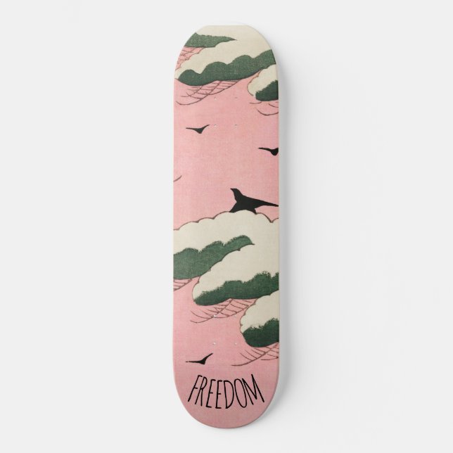 Skate Painel de Arte Japonês Moderno Cor-de-Rosa (Frente)