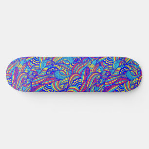 Skate Painel de controle de padrão de ondas azul e rosa