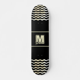 Skate Painel de controle monograma com ondas em preto