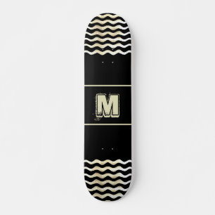 Skate Painel de controle monograma com ondas em preto