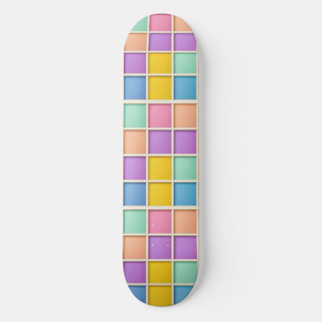 Skate Painel de Grade Geométrica Colorida (Frente)