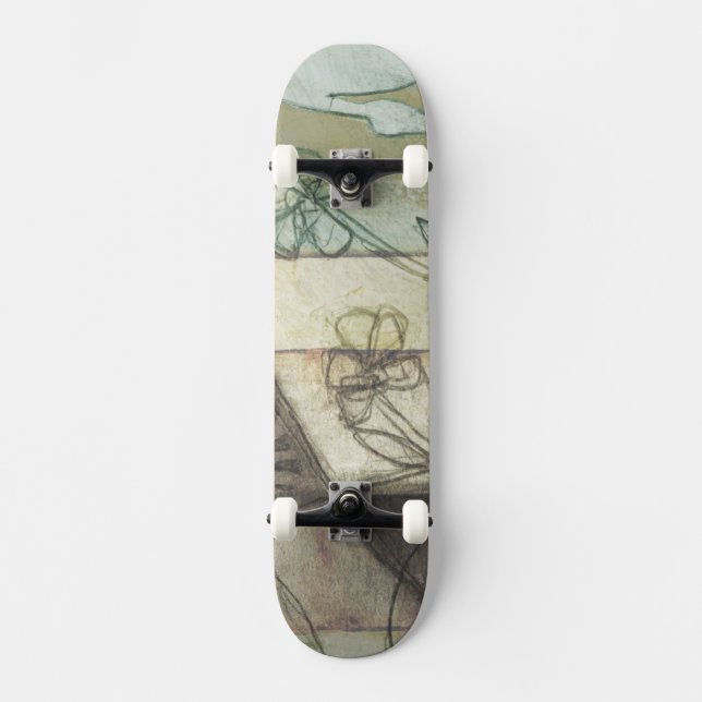 Skate Painel de Jardim com Folhas, Flores e Grama (Frente)