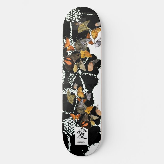 SKATE PAINEL PRETO LACE E BOTTERFLIOS KANJI AMOR (Frente)