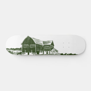 Skate Paisagem de campo com recortes de madeira casa de