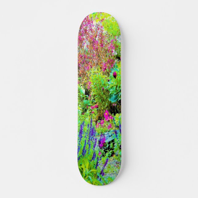 Skate Paisagem Primavera verde do jardim com peônias (Frente)