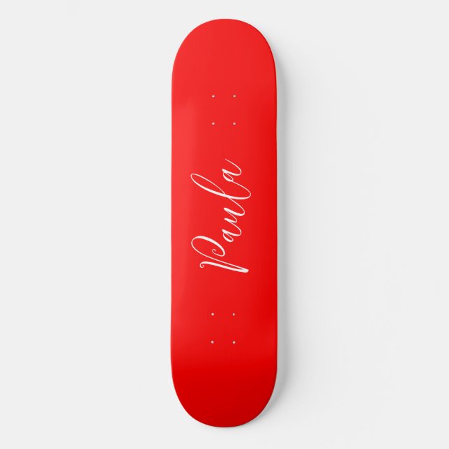 Skate Paleta de Cor Vermelha de Nome Elegante de Escrita (Frente)