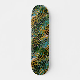Skate Palm leaves on a leopard background. 