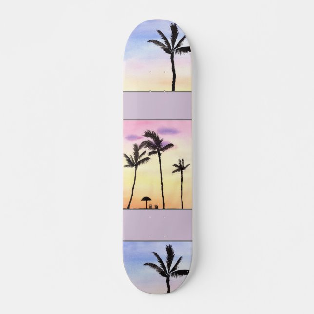 Skate Palm Trees with sunrises in pastel (Frente)