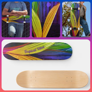 Skate Palmas multicoloridas brilhantes Vibes tropicais