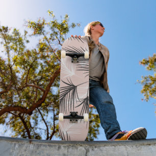 Skate Palmas Pretas de Tonalidade Branca, Rosa-Terrestre