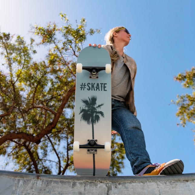 Skate Palmeira tropical e palmeira laranja, personalizad (Ao ar livre 1)