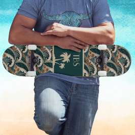 Skate Palmeiras Ondas Polinésias Monograma de Praia Vint