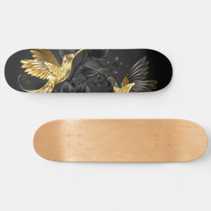 Skate Pássaro Humino Negro e Dourado