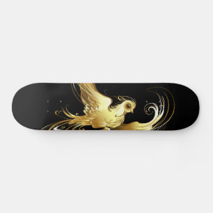 Skate Pássaro ouro sobre fundo preto