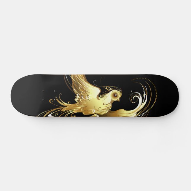 Skate Pássaro ouro sobre fundo preto (Horz)
