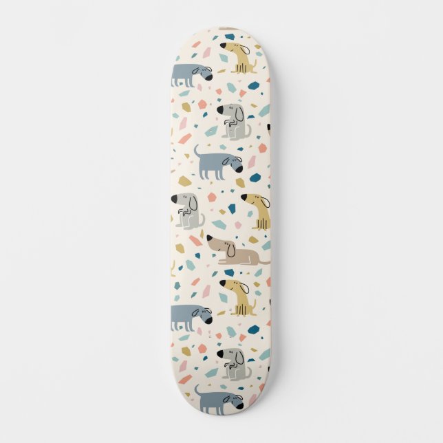 Skate Pastel Terrazzo Funny Cute Dog Patterno (Frente)