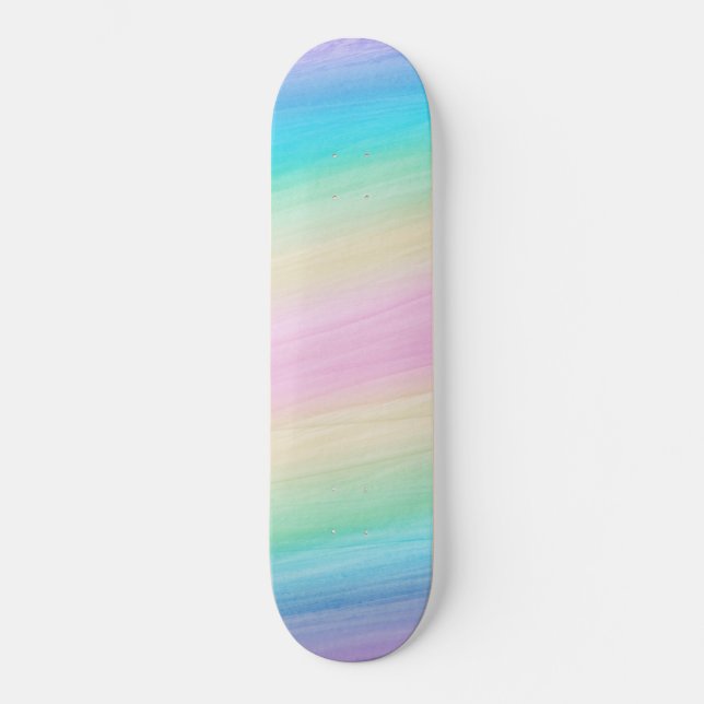 Skate Pastel Unicorn Rainbow Watercolor #2 (Frente)