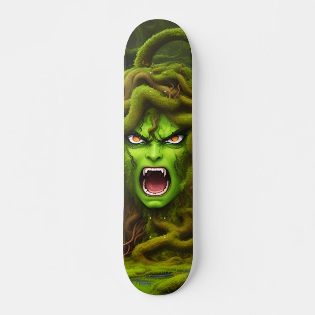 Skate Patineta Monstruo De Medusa Verde (Frente)