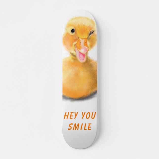 Skate Pato Amarelo Engraçado Reproduzindo Piscar os olho (Frente)