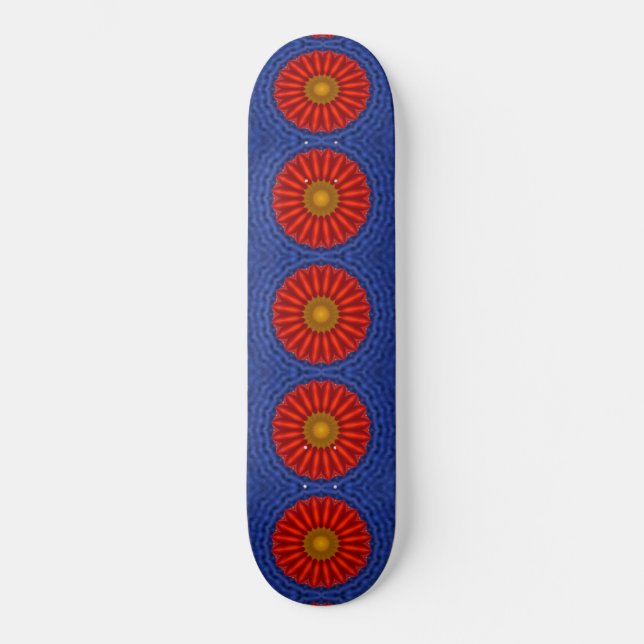 Skate Pato no azul com caleidoscópio vermelho (Frente)