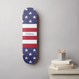 Skate Patriótico do Estado Americano Nome Azul Vermelho