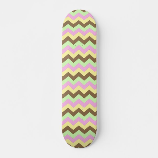 Skate Patrulha Zigzag (roze, groen, geel en bruin) (Frente)
