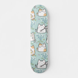 Skate Patterno Cute Kawaii Cats planta borboletas