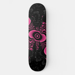 Skate pavimento de borboletas fractais preto e rosa