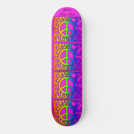Skate Peace Forever Vintage Retro Rainbow Repete a rosa