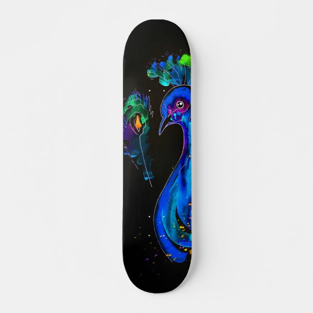 Skate Peacock Whimsical Pintado (Frente)