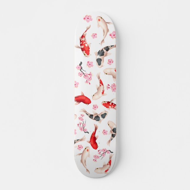 Skate Peixe Koi legal Floral Japonês (Frente)