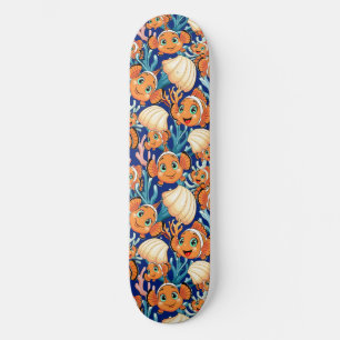 Skate Peixe palhaço Desenho animado Fofo Família Subaquá