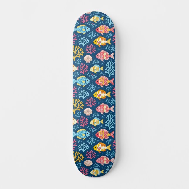 Skate Peixes e coral azul náutico (Frente)