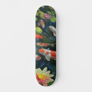 Skate Peixes Koi Nadando Lotus Fllower Zen Pond Paisagem