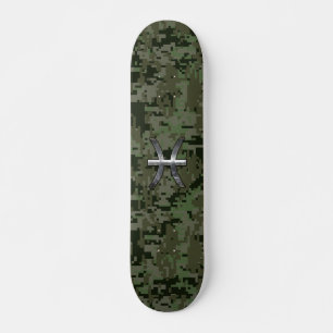 Skate Peixes Símbolo Zodiac Camo Digital Verde Woodland