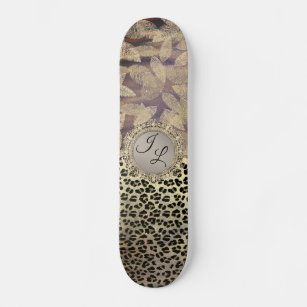 Skate Penas Chic com Monograma de Impressão Leopardo 