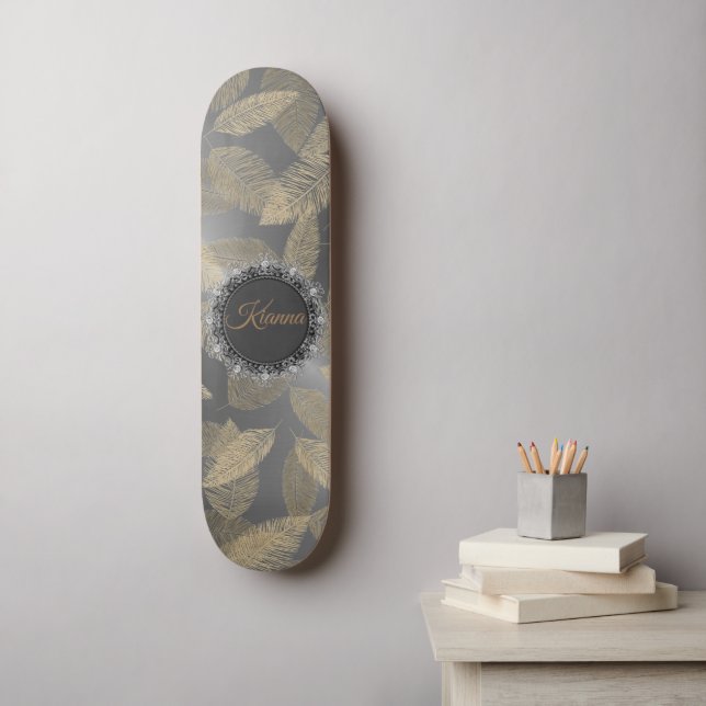 Skate Penas Chic na Prata Sleek Personalizadas (Arte de parede)